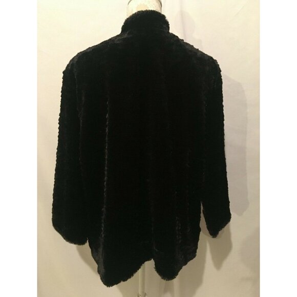 Alfred Dunner Swing Jacket Coat Black Faux Fur Dressy Christmas Holiday Party 18 - Picture 4 of 6